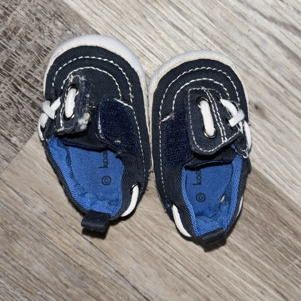 Koala Kids Blue and White Baby Boat Shoes